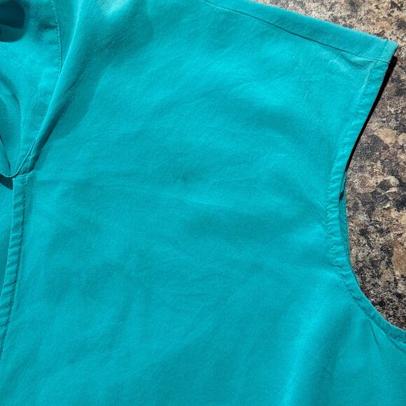 St John Womens Top Silk Sleeveless Luxury Minimalist Glam Tie Turquoise Size 12 - Picture 3 of 6